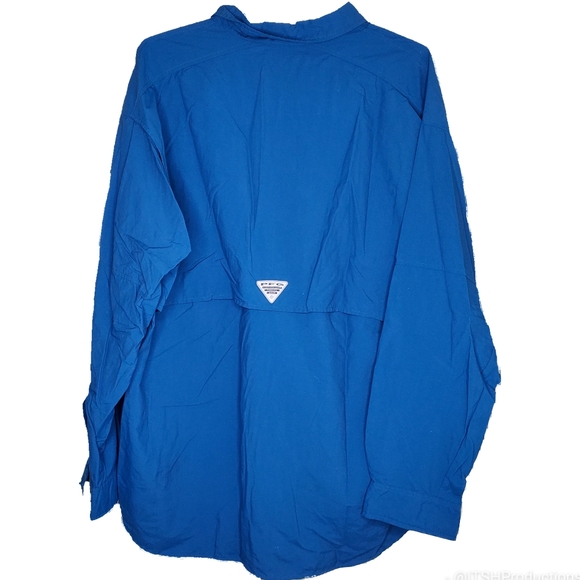 21) COLUMBIA OMNI-Shade PFG button long-sleeve Blue Sz. XL - Picture 3 of 3